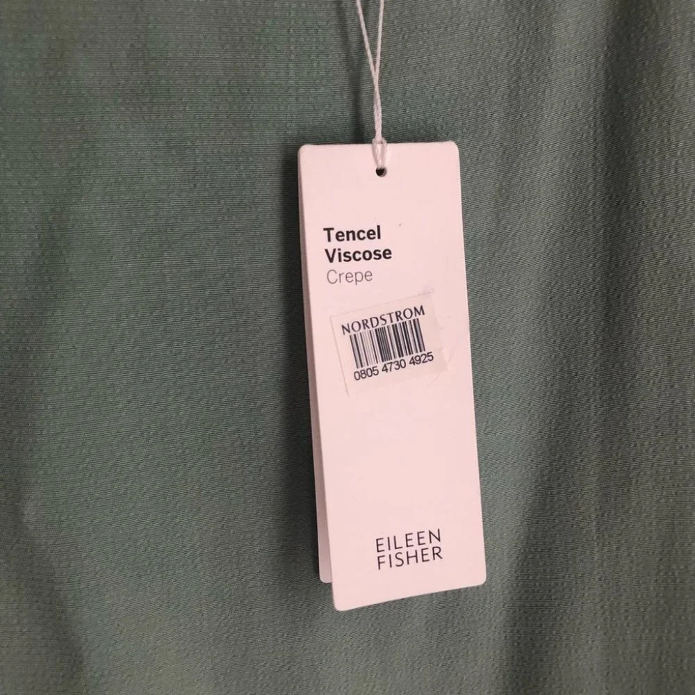 Eileen Fisher size Medium Green Crepe Tencel Slip Long Night Out Dress NEW - Picture 5 of 10